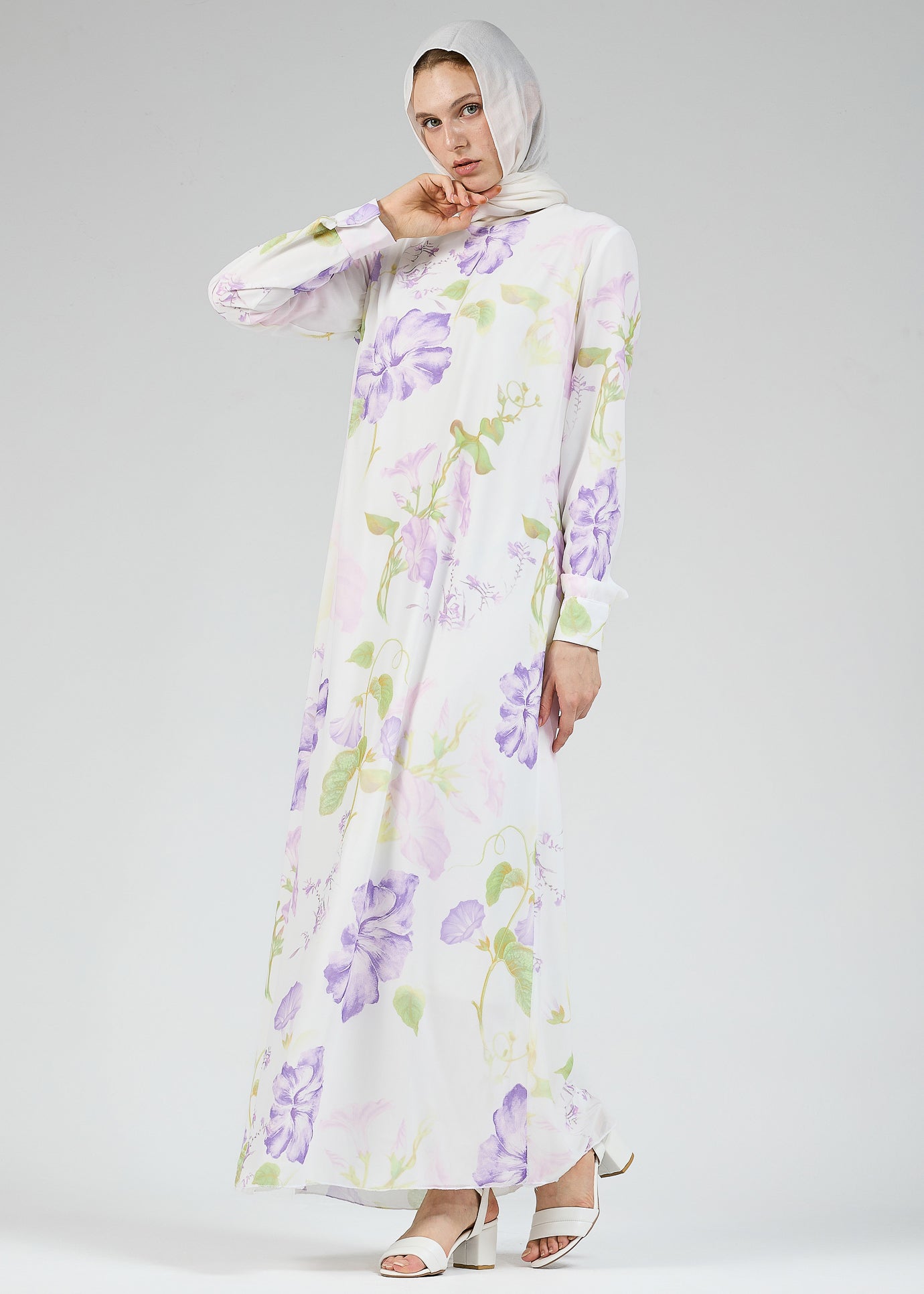 Serena Floral Chiffon Dress with Belt