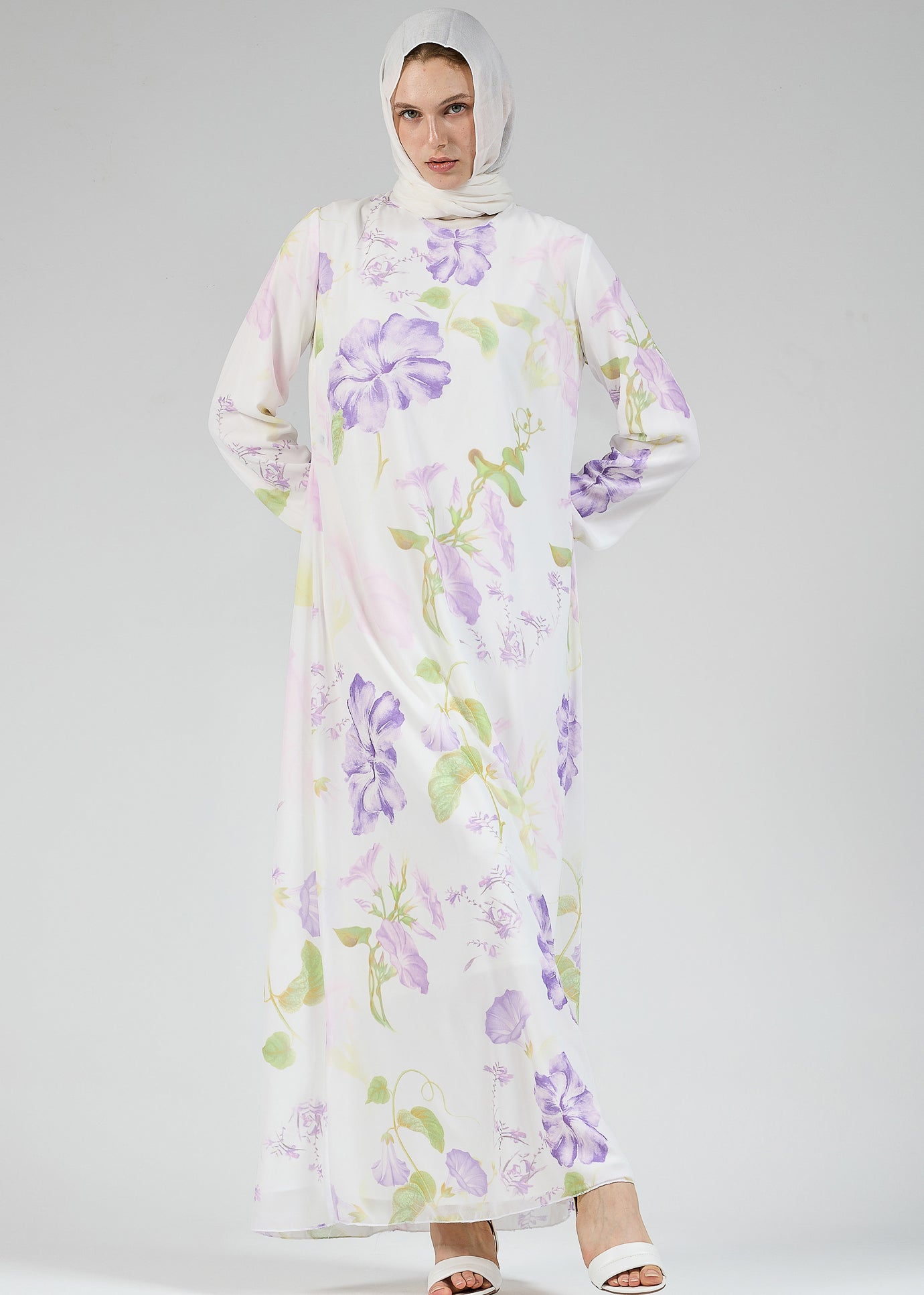 Serena Floral Chiffon Maxi Dress - Front View