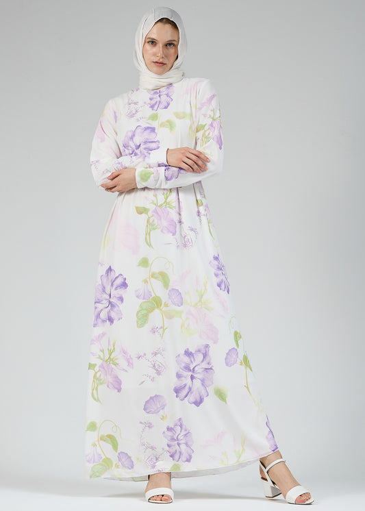 Model Wearing Serena Floral Chiffon Maxi Dress