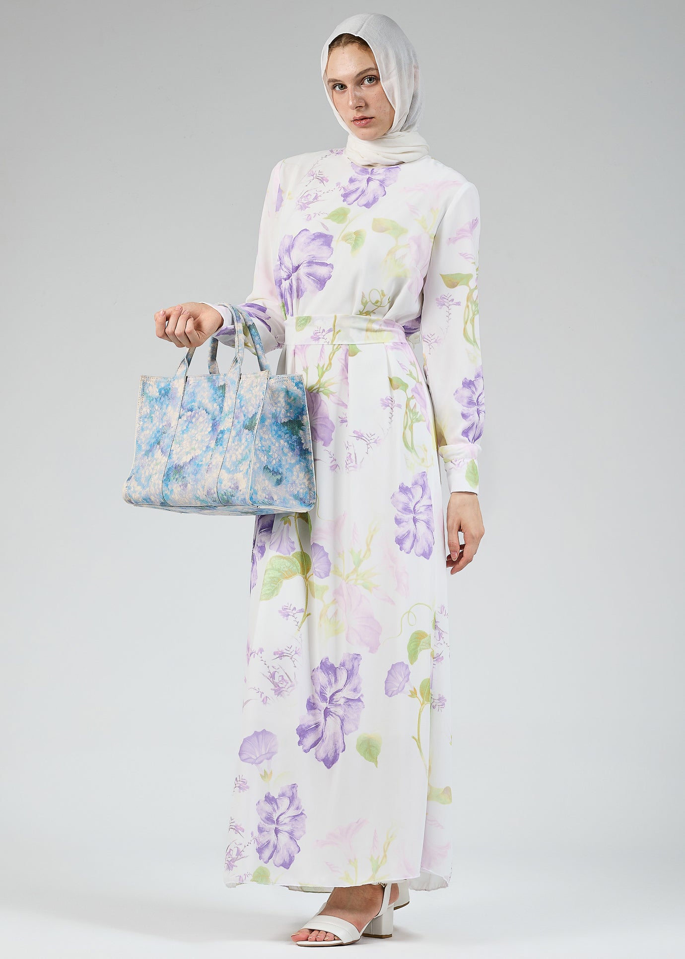 Serena Floral Maxi Dress Styled with Accessory