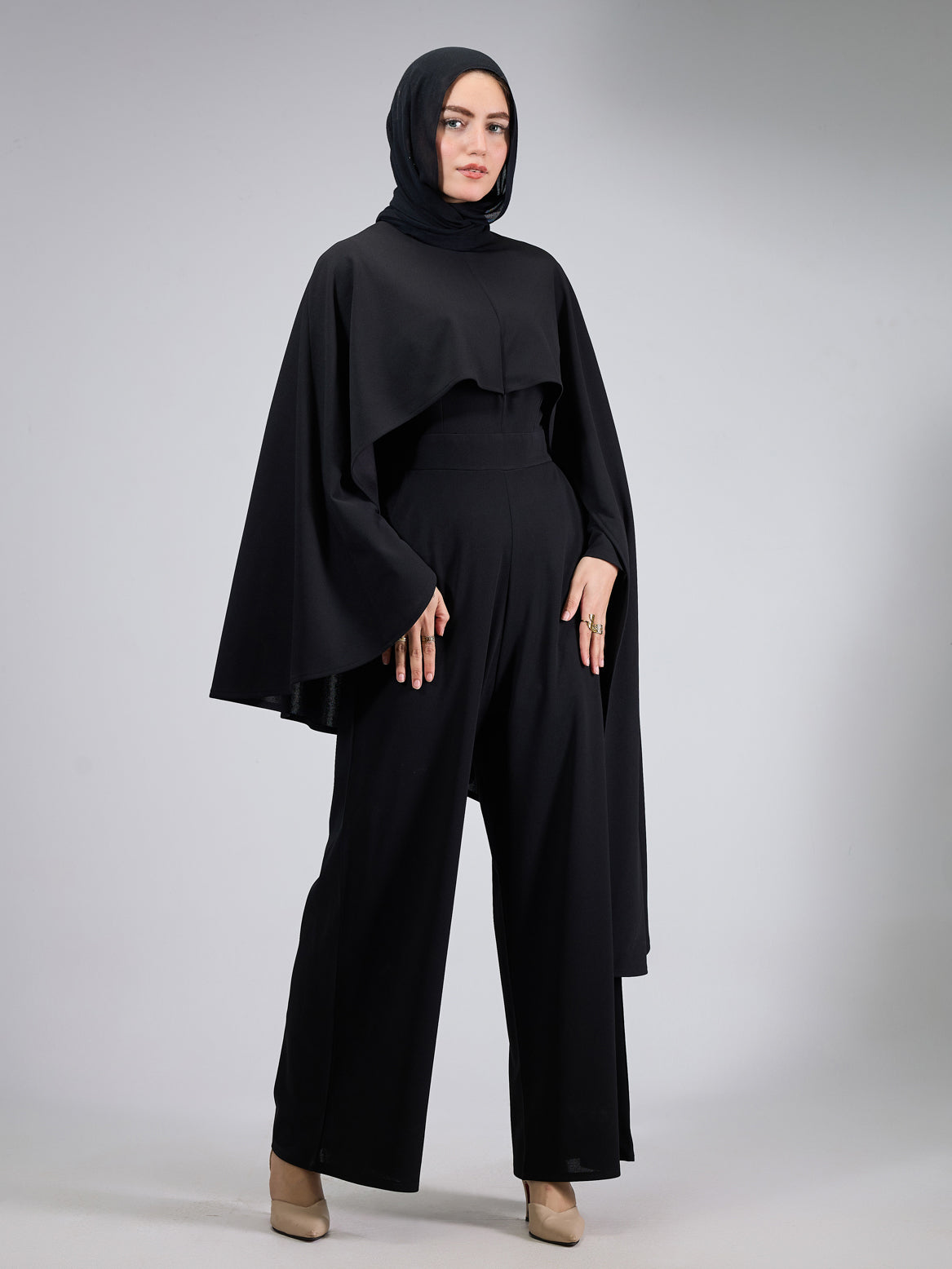 Versatile styling for the black modesty dress