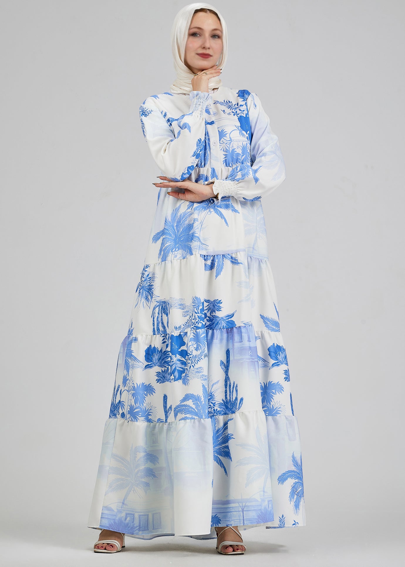 Side view of Tropicana Bliss Maxi Dress in azure