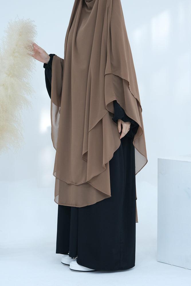 Versatile khaki chiffon khimar for various occasions