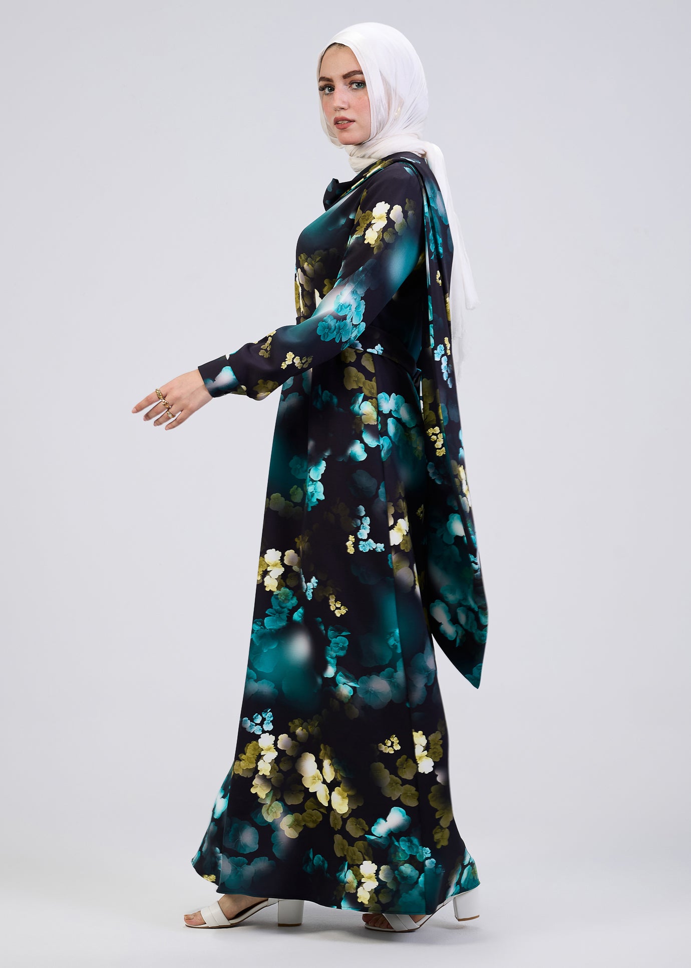 Durable crepe fabric of Vibrant Floral Maxi Dress
