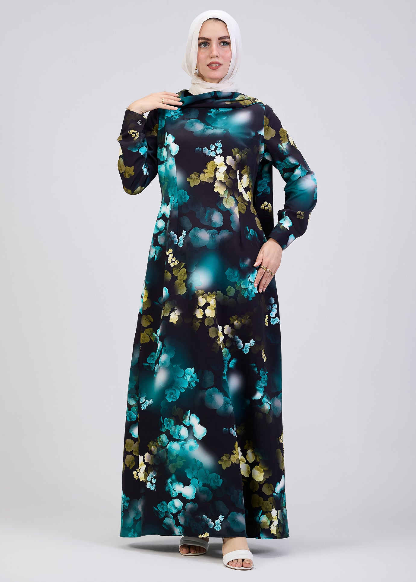 Side view of Vibrant Floral Maxi Dress