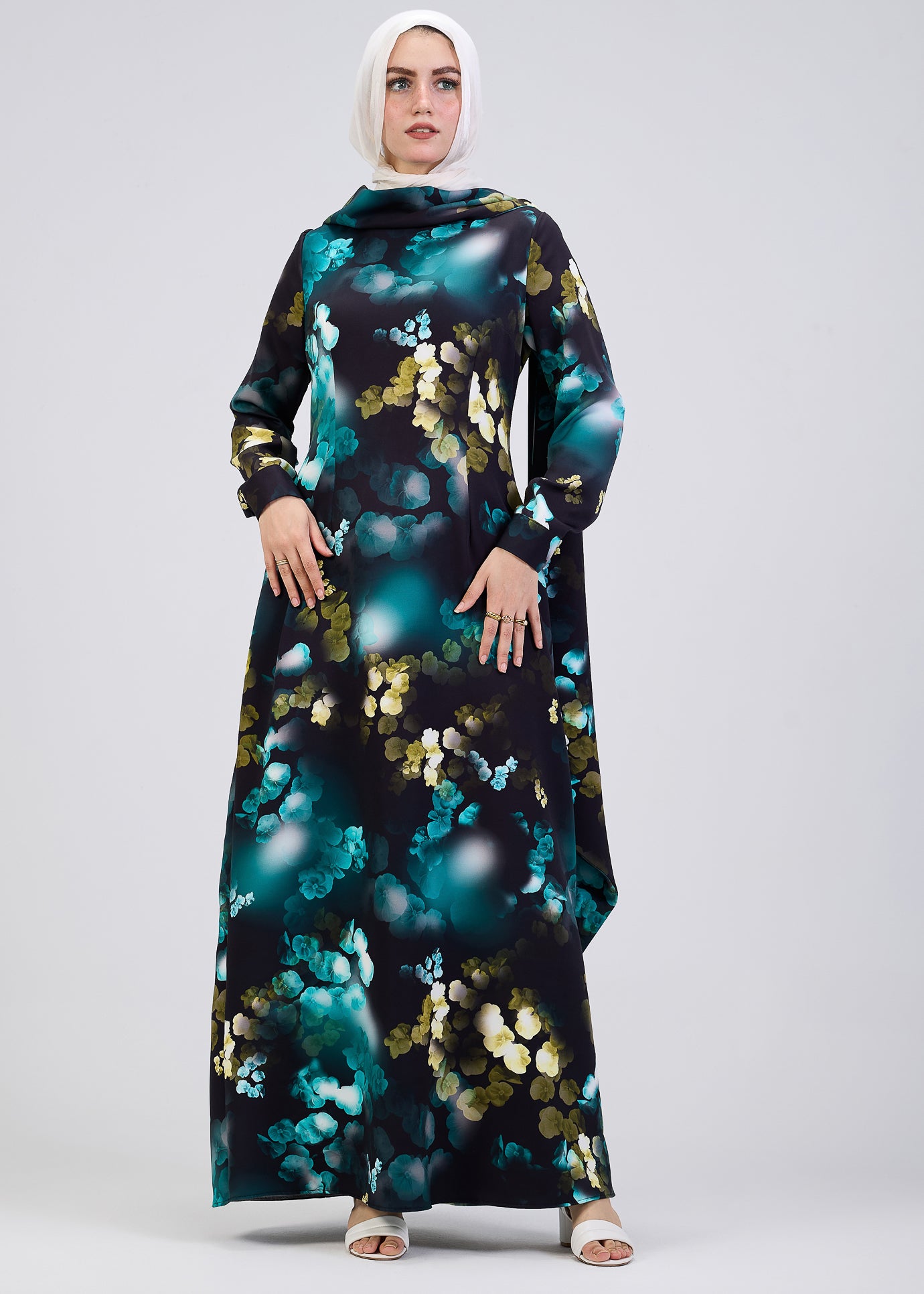 Sleeve detail of Vibrant Floral Maxi Dress