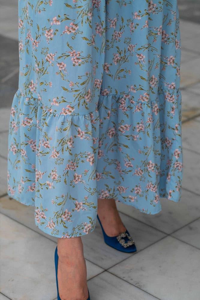 Full-length view of Blossom Blue Floral Maxi Dress