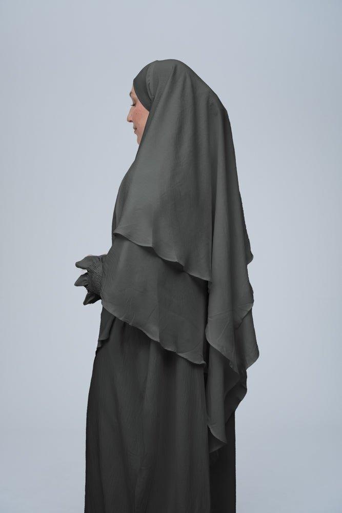 Dark Gray Pristine prayer gown for Omrah or prayer - ANNAH HARIRI