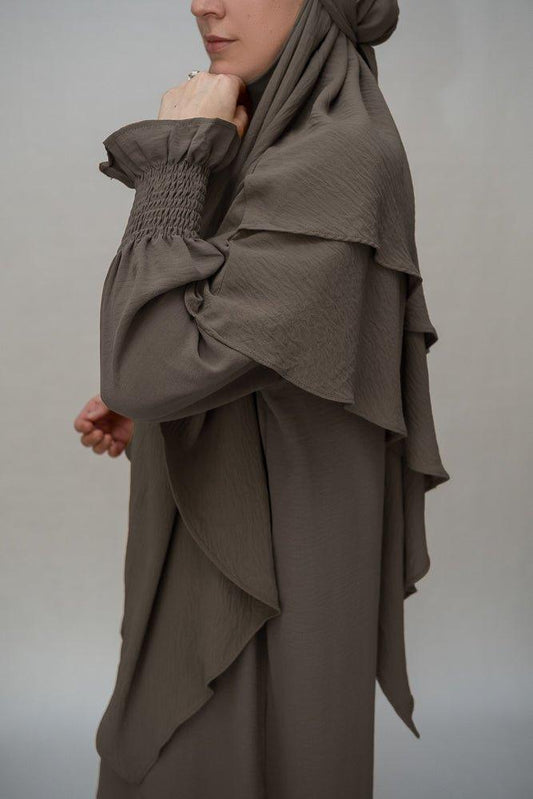 Dark Gray Two layer khimar niqab feature - ANNAH HARIRI