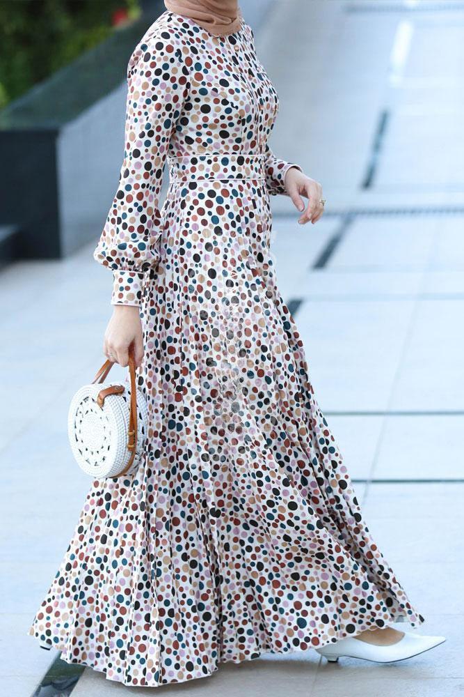 Front view of the Dotted Delight Maxi Dress by Annah Hariri