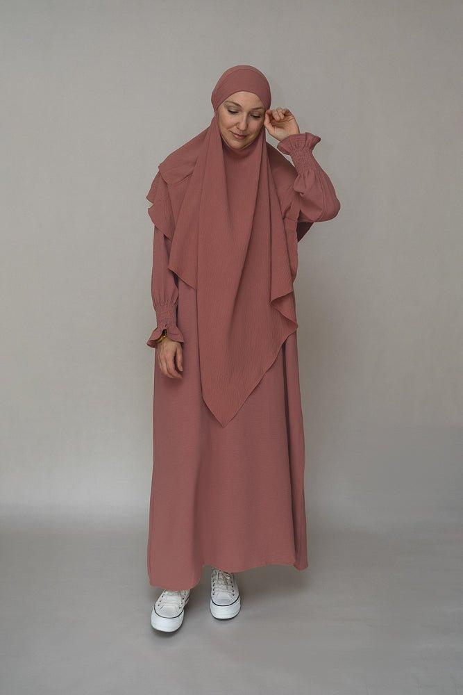 Front view of Dusty Pink Non-Wrinkling Maxi Dress