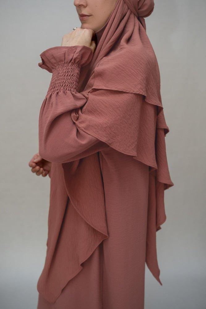 Dusty pink prayer gown umrah abaya dress non-wrinkling - ANNAH HARIRI