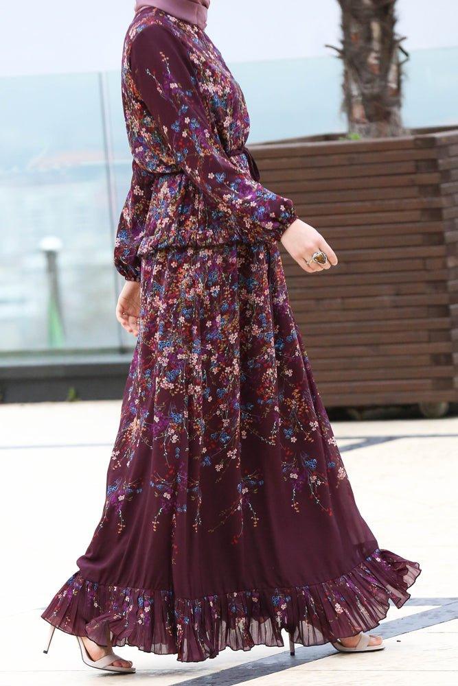 Back view of the Floral Elegance Maxi Dress highlighting its flowing design