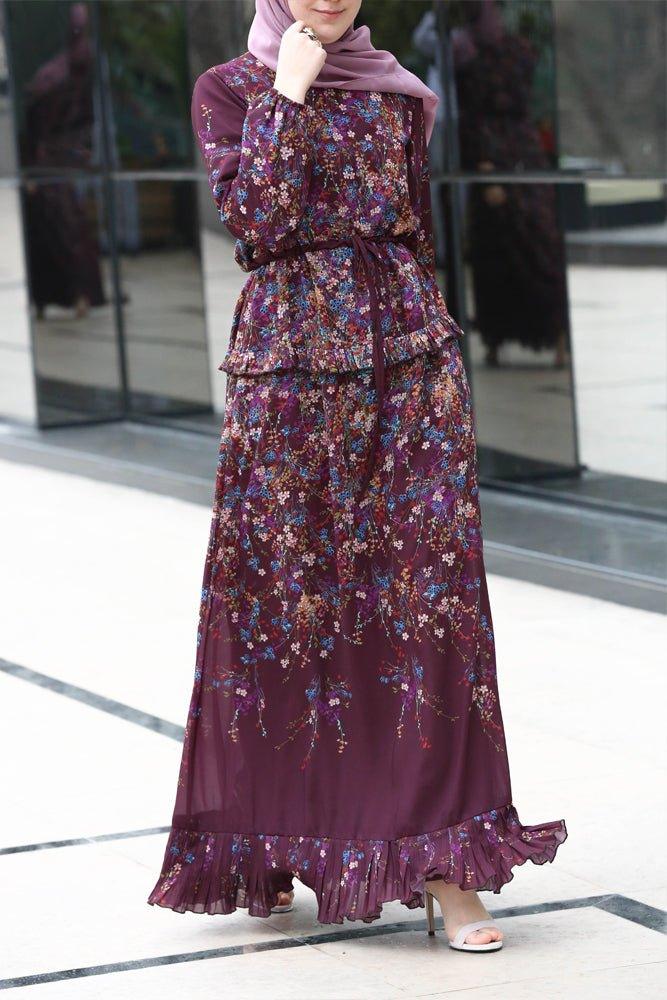 Side view of the Floral Elegance Maxi Dress showcasing its floral print