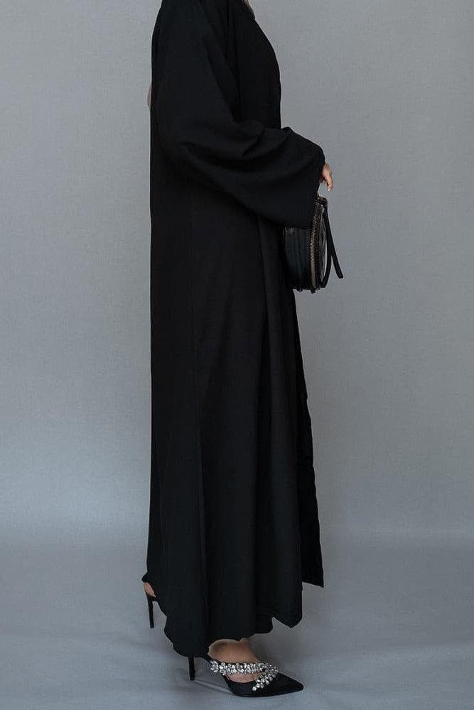 Complete set display of Frasiah 3-Piece Black Abaya