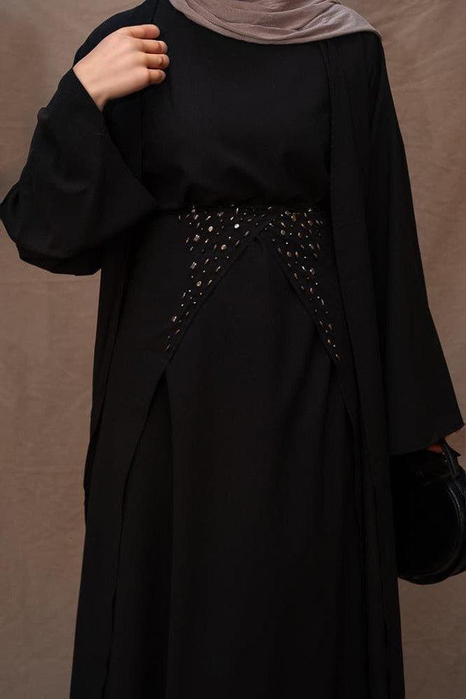 Petite sizes available for Frasiah 3-Piece Black Abaya