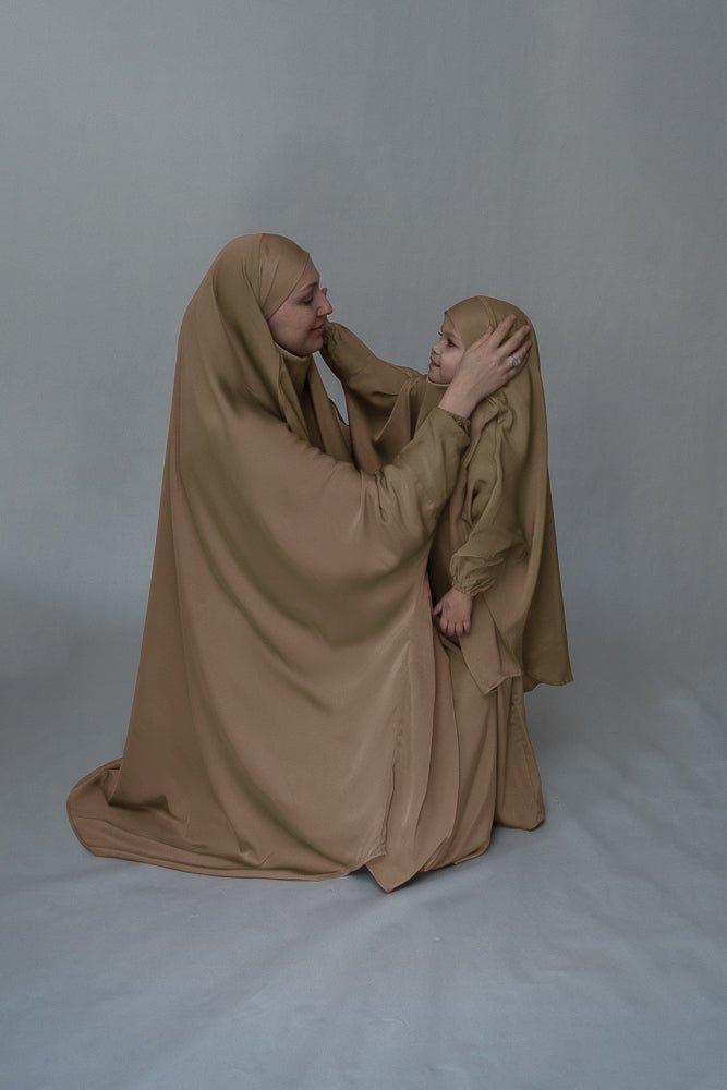 Khaki Adult prayer gown from "Mommy and Me" Prayer Khimar collection - ANNAH HARIRI