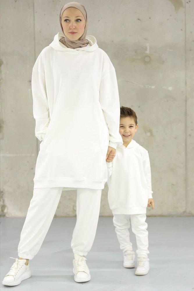 Kids White Sweatshirt Set - ANNAH HARIRI