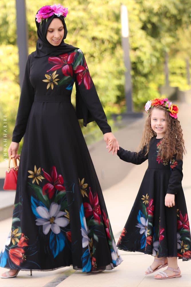 Beautiful Modest Maxi Dress with Sleeves Abaya Floral