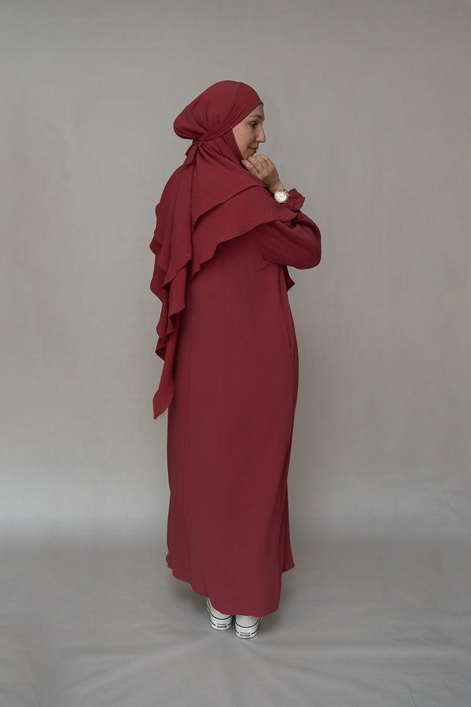 Full-length view of the Maroon Non-Wrinkle Maxi Dress