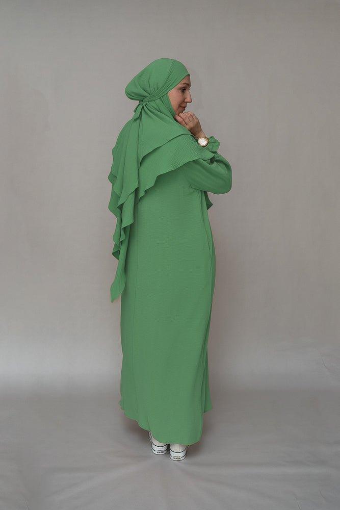 A-cut design of the Mint Green Modest Gown by Annah Hariri