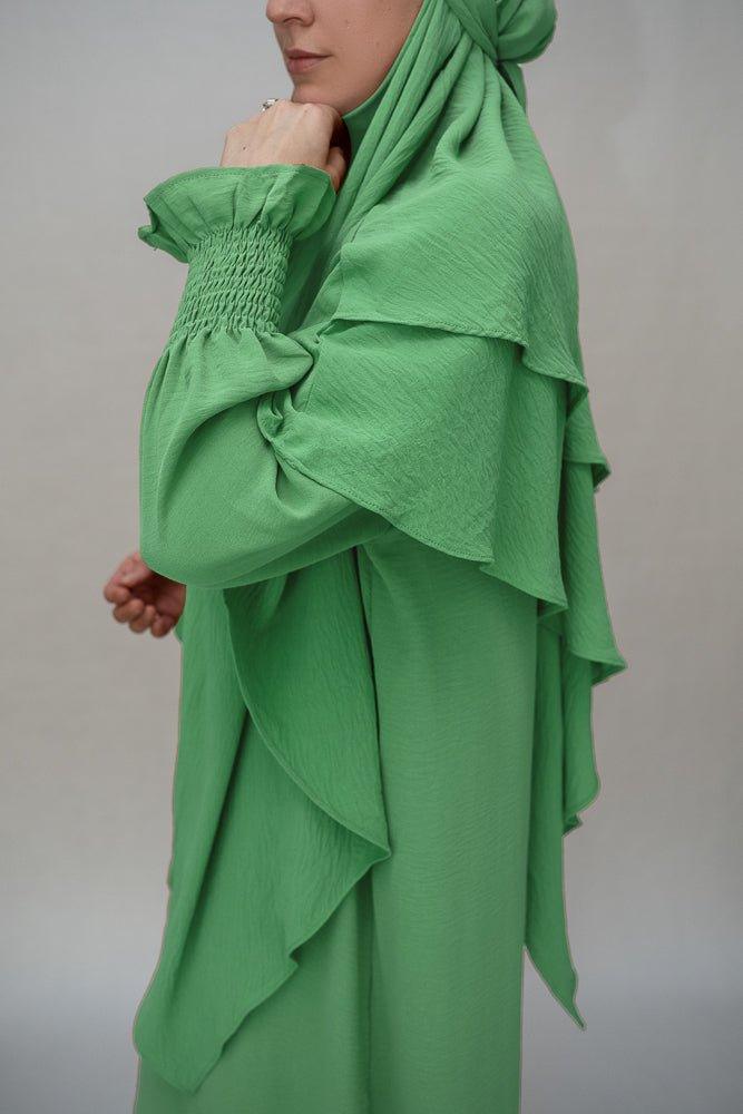 Styled look featuring the Mint Green Modest Gown