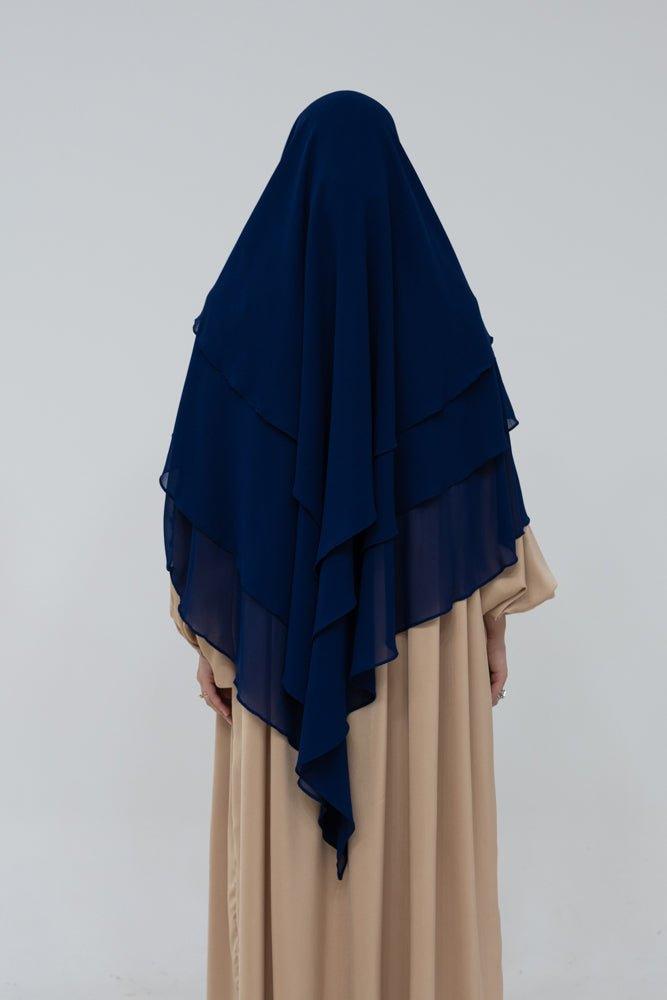 Munawara Navy three layer chiffon khimar hijab niqab - ANNAH HARIRI