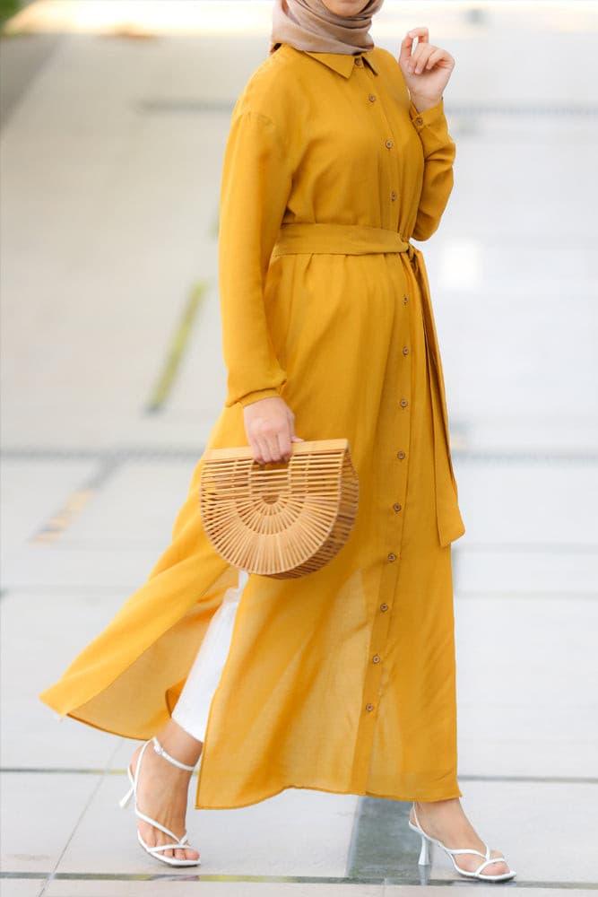 Mustard Belted Tunic Belt Detail