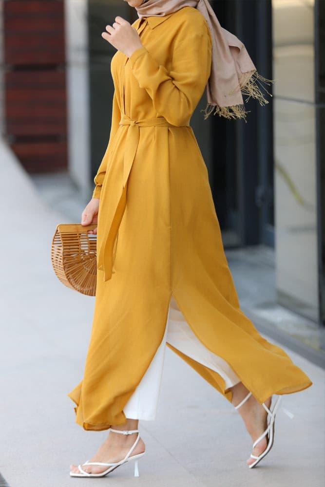 Mustard Belted Tunic Full Length