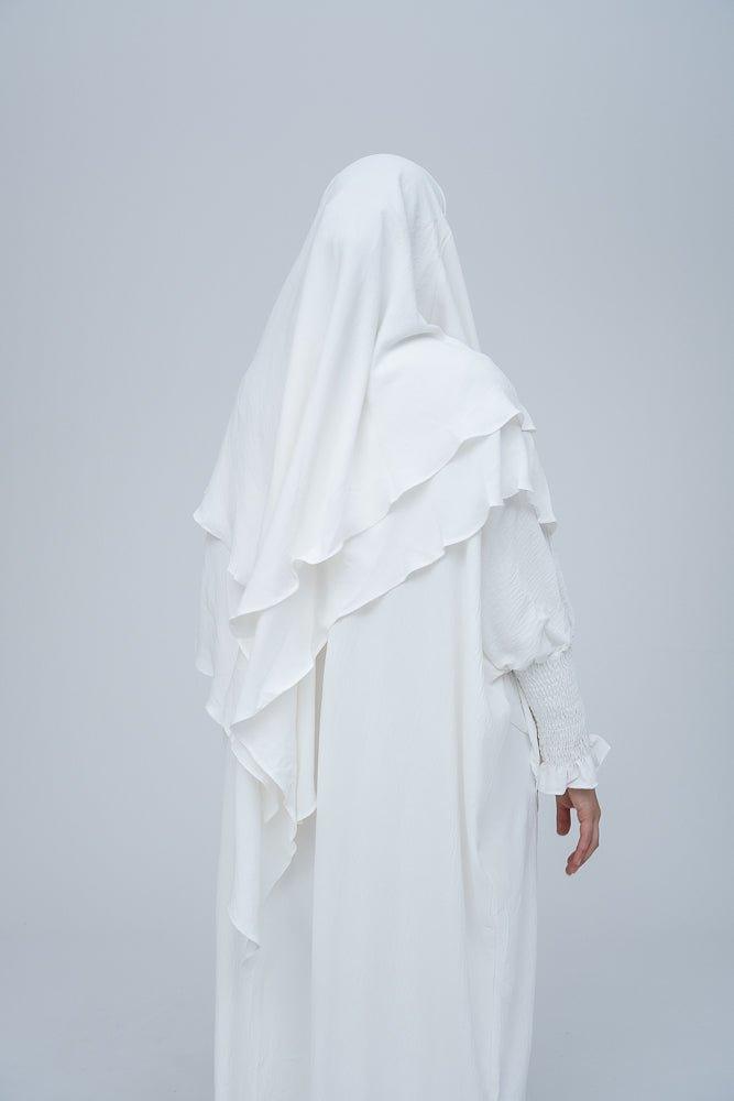 Pristine cream prayer gown for Omrah or prayer - ANNAH HARIRI