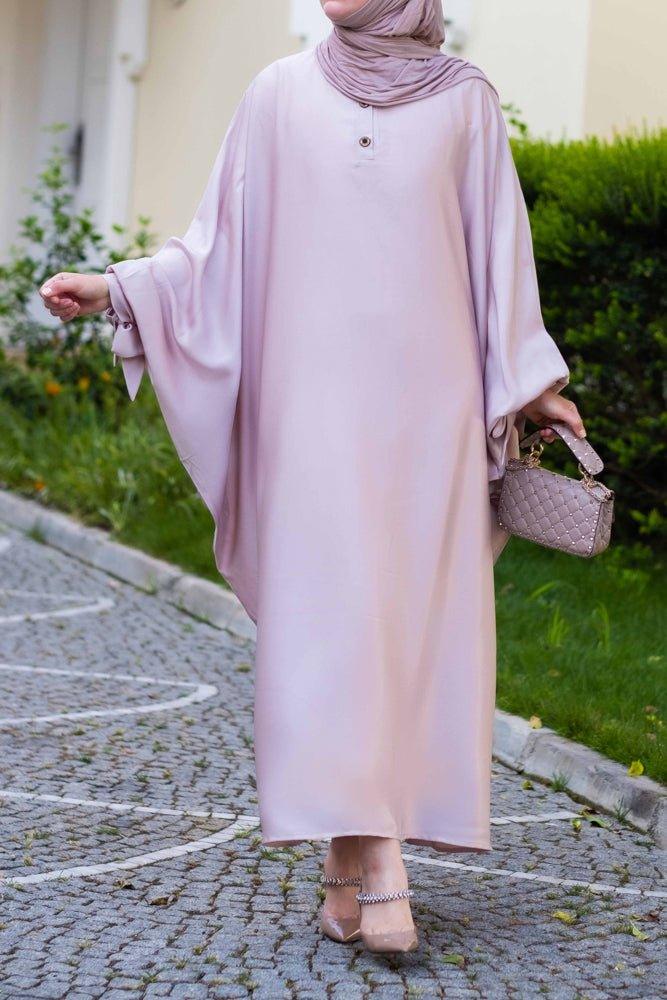 Taro Ikella batwing abaya with buttons and bow sleeve details - ANNAH HARIRI